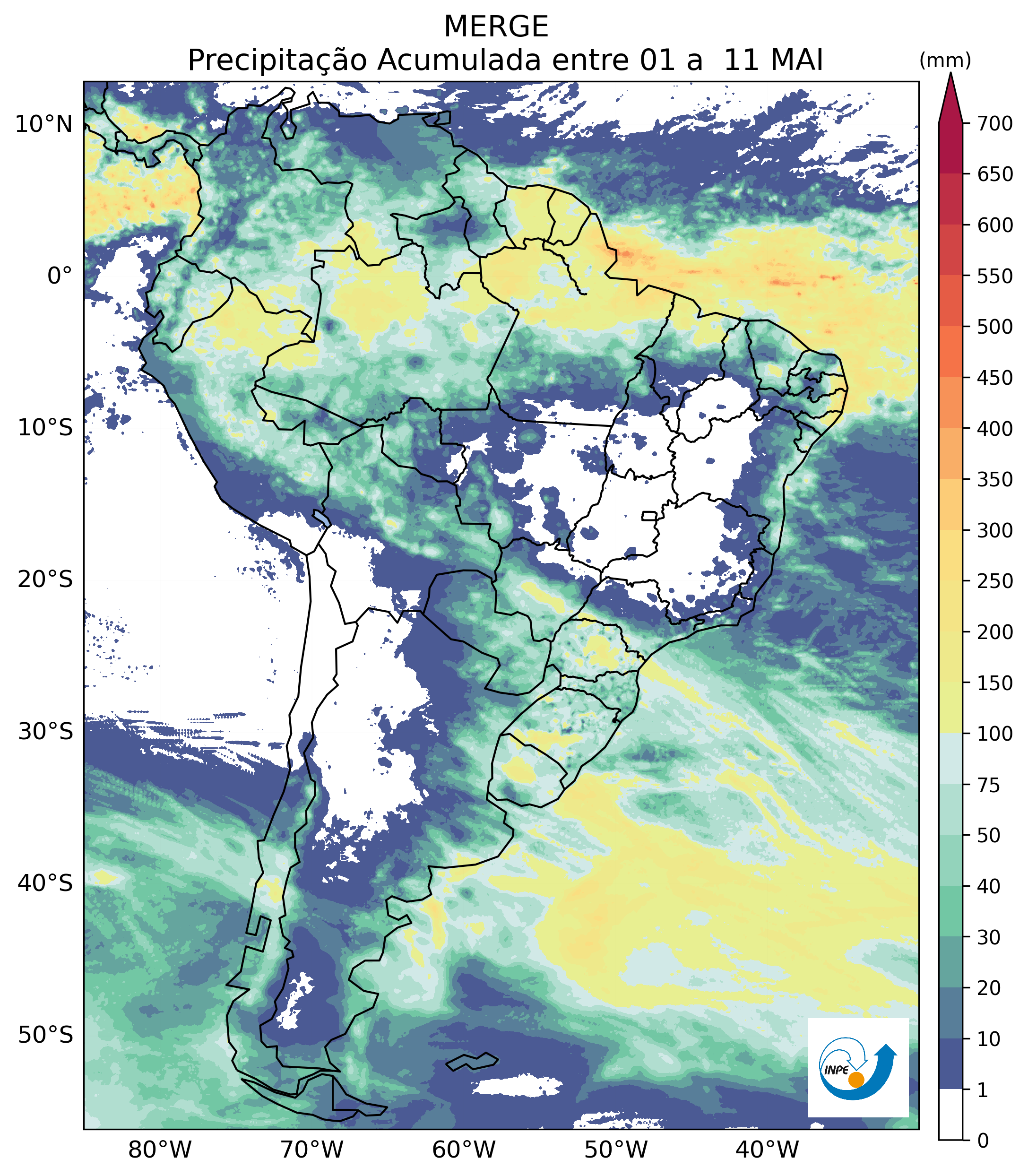 Precipitação mensal – mês atual